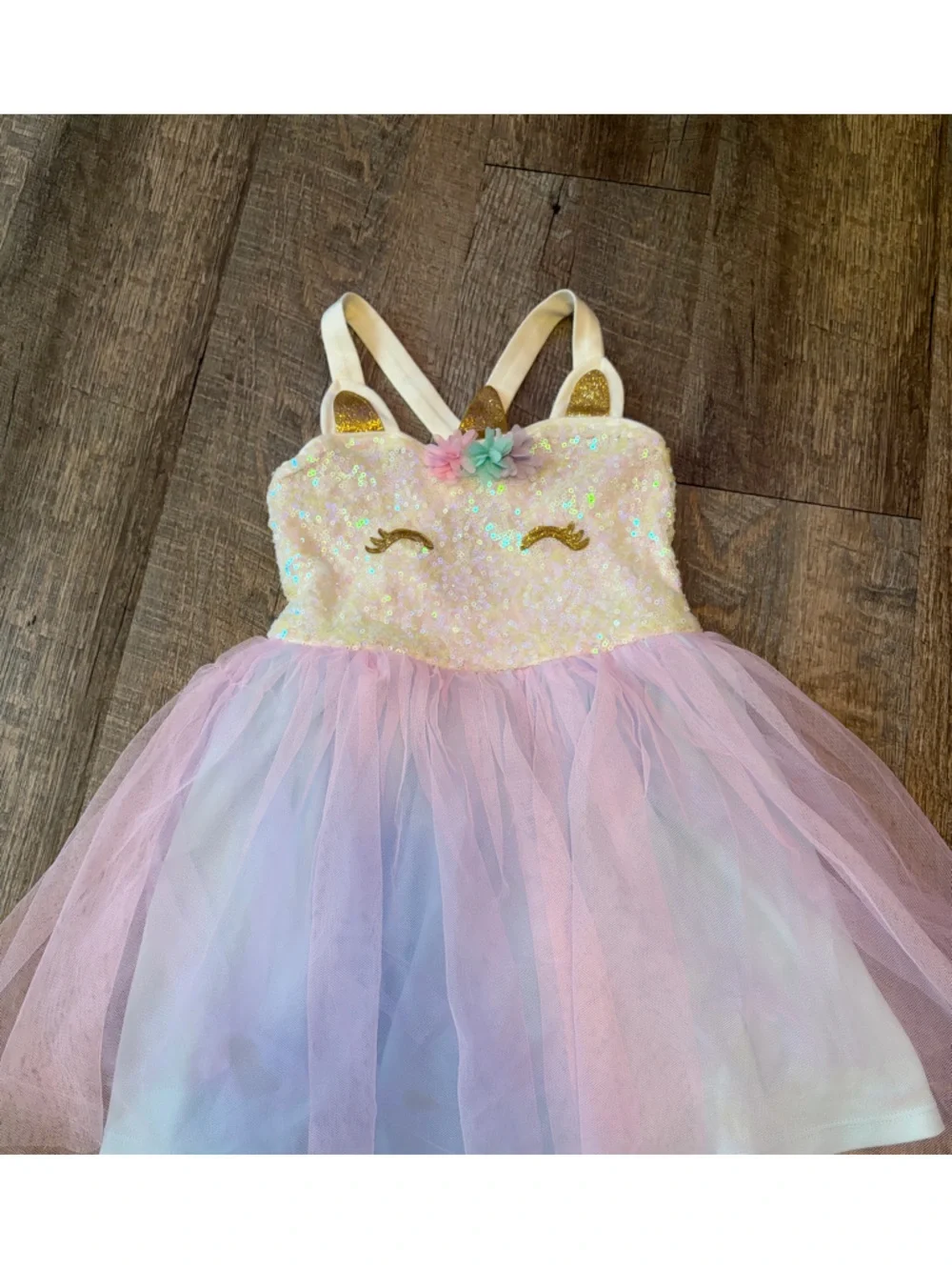 lilt Pink & Gold Unicorn Tulle Dress